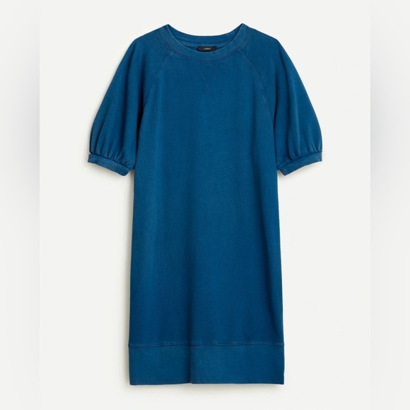J Crew Puff Sleeve Sweatshirt Dress Blue Size Medium - Picture 6 of 13